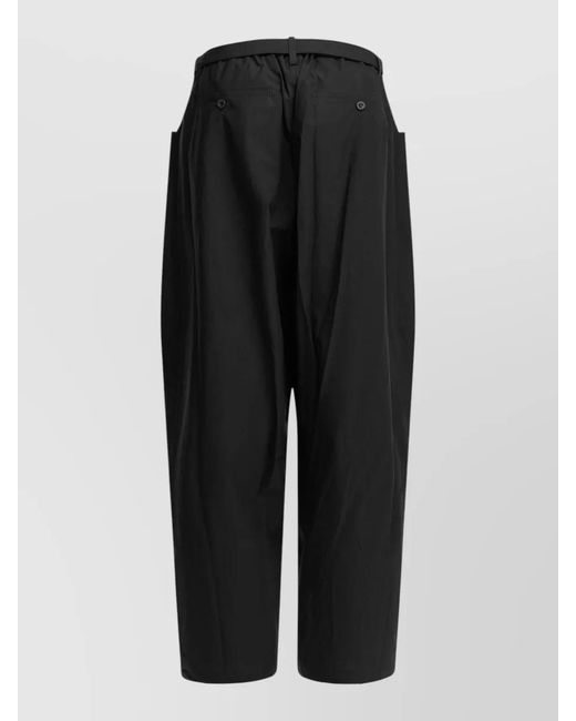 Sacai Black Typewriter Parachute Shorts Belted Pleated Pockets for men