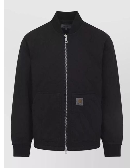 Carhartt Black Kylan Quilted Short Jacket Front Pockets Ribbed for men