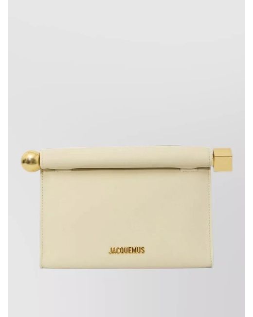 Jacquemus Natural Le Sac Rond Carre Leather Shoulder Bag