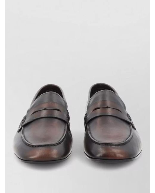Dries Van Noten Gray Leather Penny Strap Loafer Round Toe