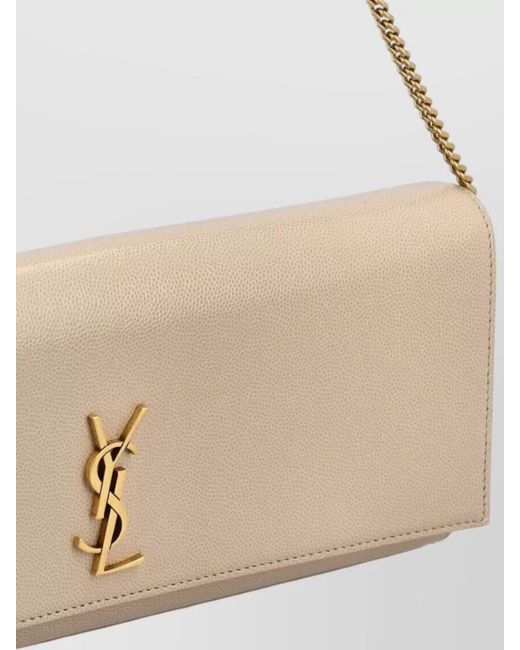 Saint Laurent Natural Kate Clutch Grain De Poudre Leather Chain