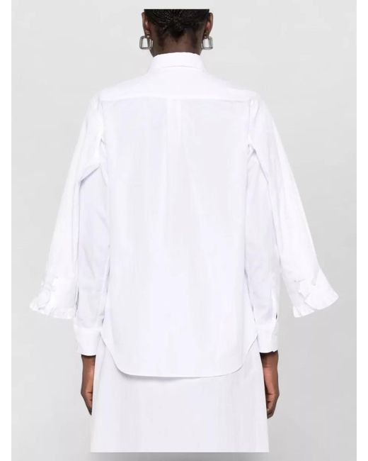 Comme des Garçons White Cotton Shirt Long Sleeves Ruffled Cuffs Pocket