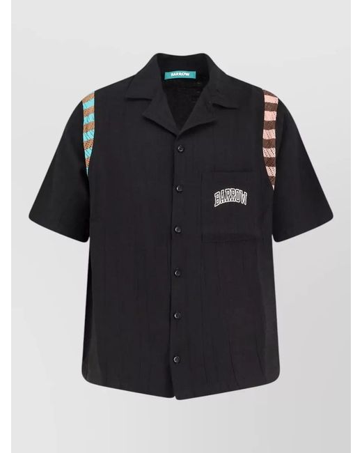 Barrow Black Viscose-Blend Oversized Short-Sleeve Bowling Shirt for men