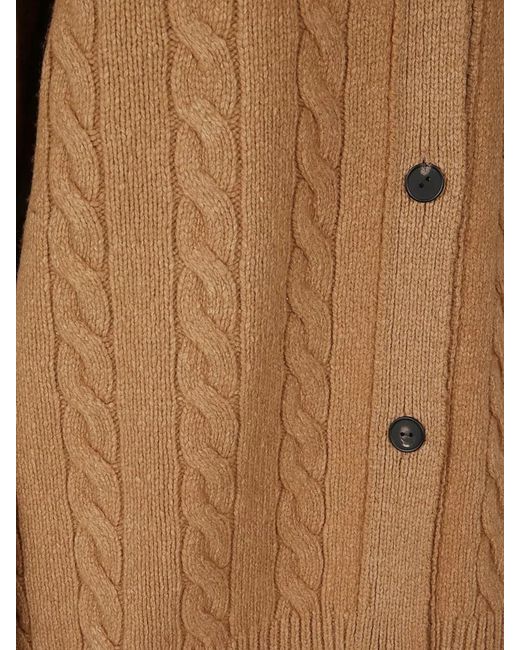 The Row Brown Loneke Cardigan Cable Knit Ribbed Trims