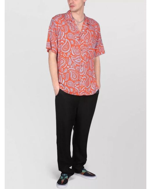 Marcelo Burlon Red Paisley Print Short-Sleeve Shirt for men