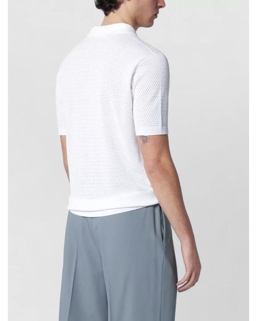 Roberto Collina White Openwork Polo Shirt for men