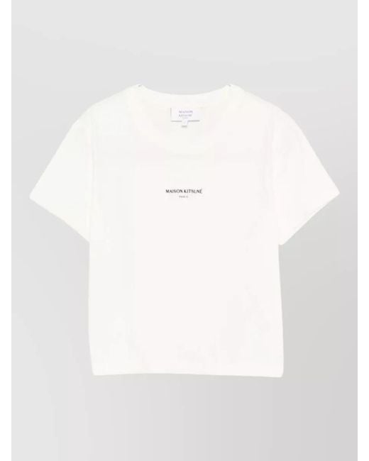 Maison Kitsuné White Embroidered Logo Cotton T-Shirt