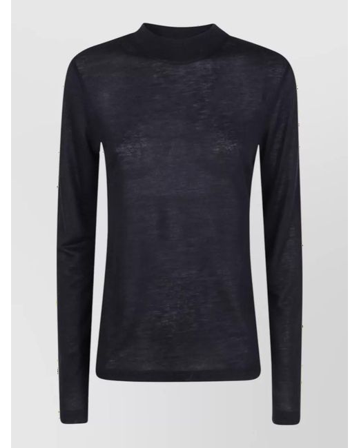 Filippa K Blue Cashmere Mock-Neck Knitted Top
