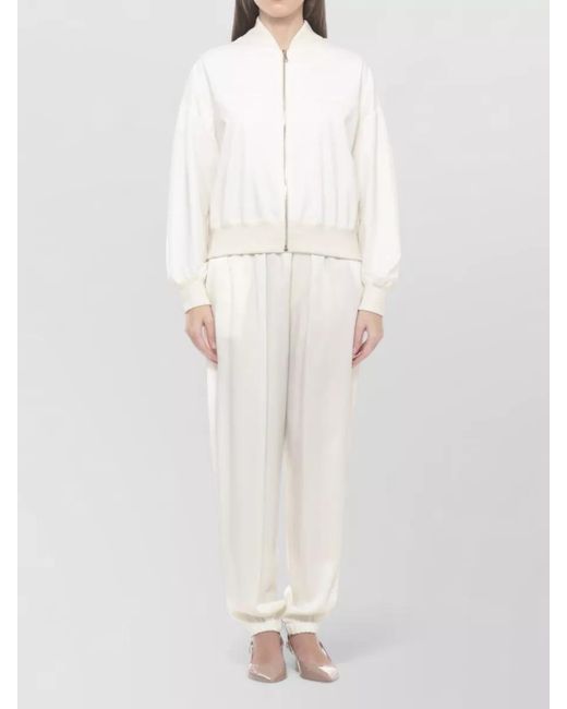 Fabiana Filippi White Short Jacket High Collar Long Sleeves