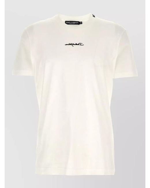 Dolce & Gabbana Natural Logo Patch Crew Neck Short Sleeve T-Shirt for men