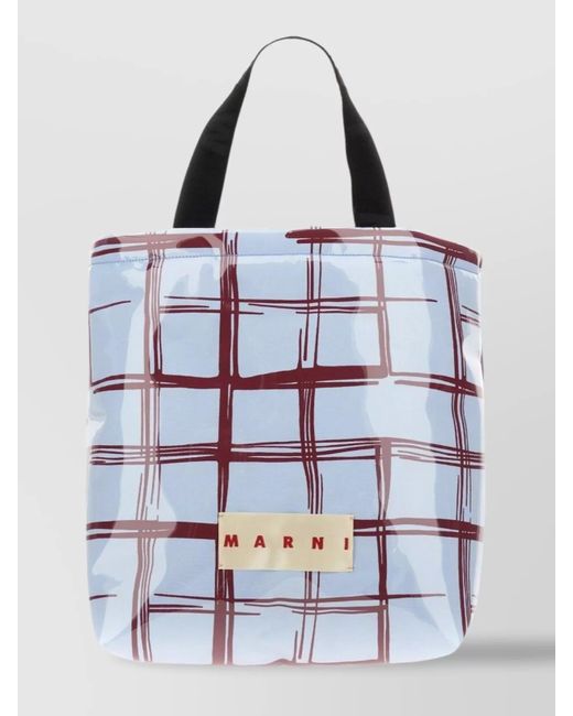 Marni Multicolor Checkered Canvas Tote Bag for men