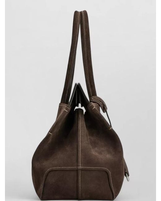 Tod's Brown Shoulder Bag Shopper Style Contrast Stitching Double Handles