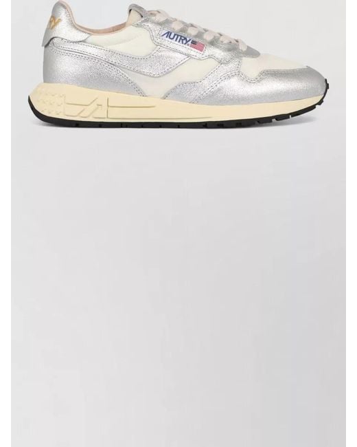 Autry White Reelwind Low Top Sneakers Metallic Finish