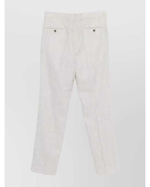 Lardini White Wool Straight-Leg Trousers for men