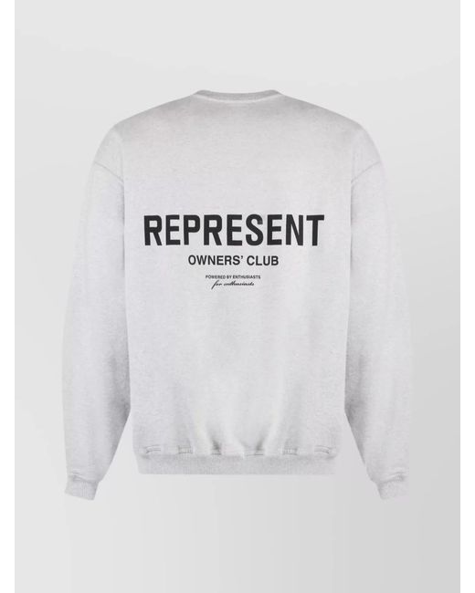 Represent White Cotton Regular-Fit Crew-Neck Sweatshirt for men