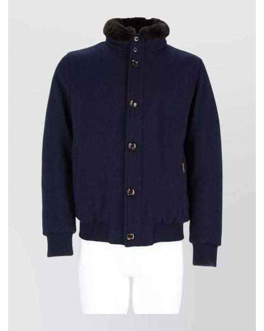 Moorer Blue Cashmere Bomber Jacket for men