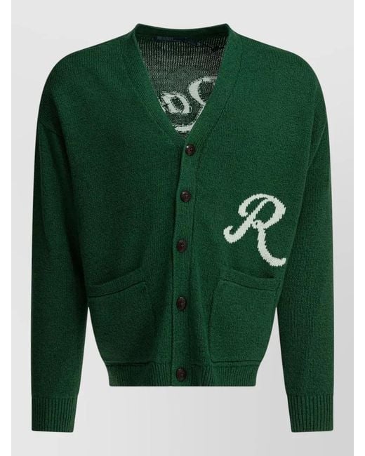 Polo Ralph Lauren Green Intarsia Logo V-Neck Cardigan for men