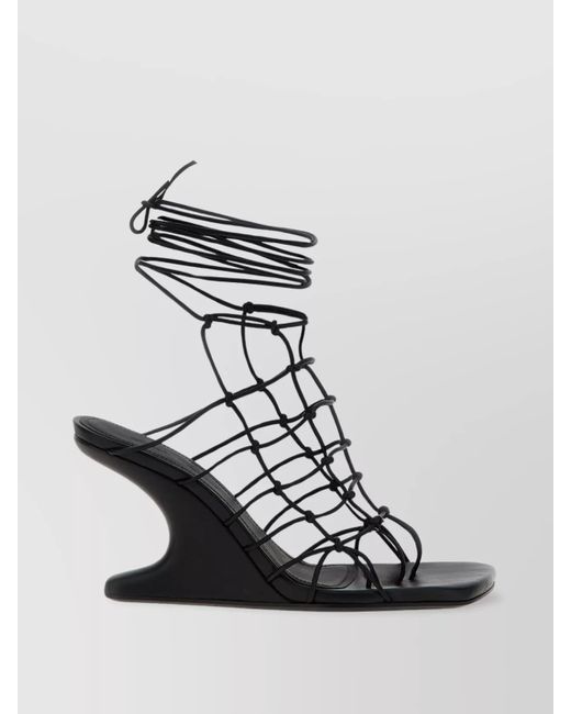 Rick Owens Black Toe Square Sandals Ankle Wrap