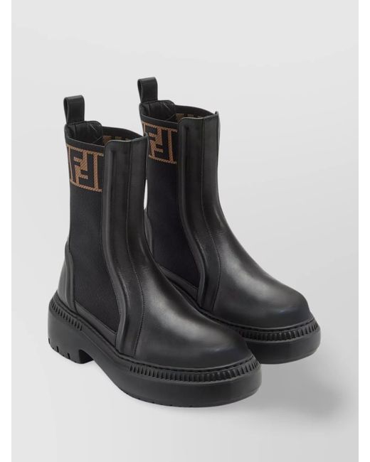 Fendi Black Chunky Sole Biker Boots
