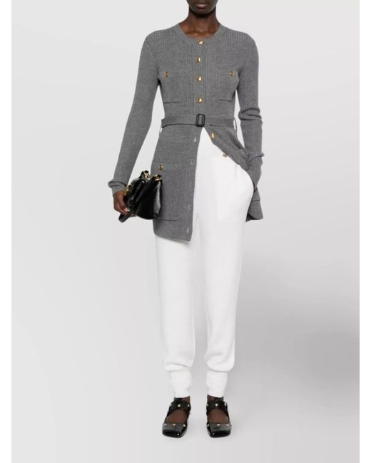 Chloé White Ribbed Waistband High-Waisted Knitted Trousers