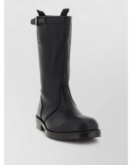 Dries Van Noten Black Leather Biker Boots for men