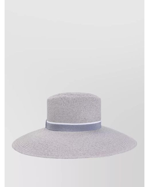 Maison Michel White Wide-Brim Straw Sun Hat