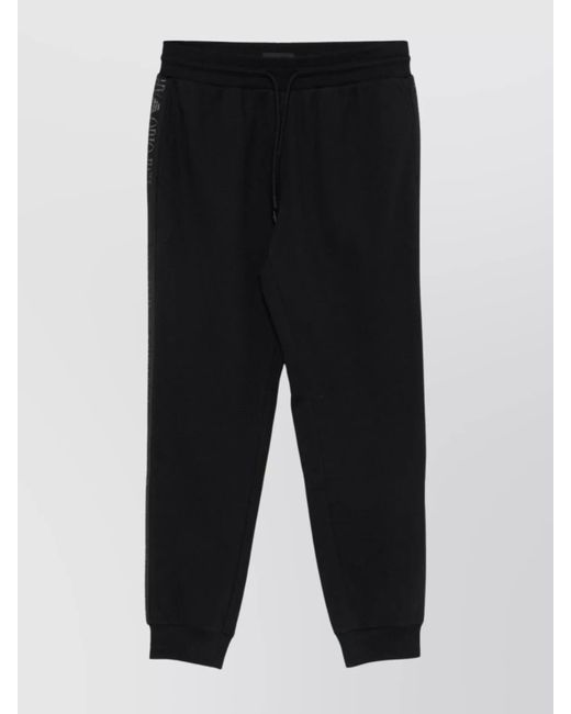 Emporio Armani Black Cuffed Hems Lounge Trousers for men