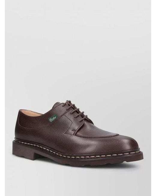 Paraboot Brown Derby Shoes Lightweight Design Textured Leather Sole for men