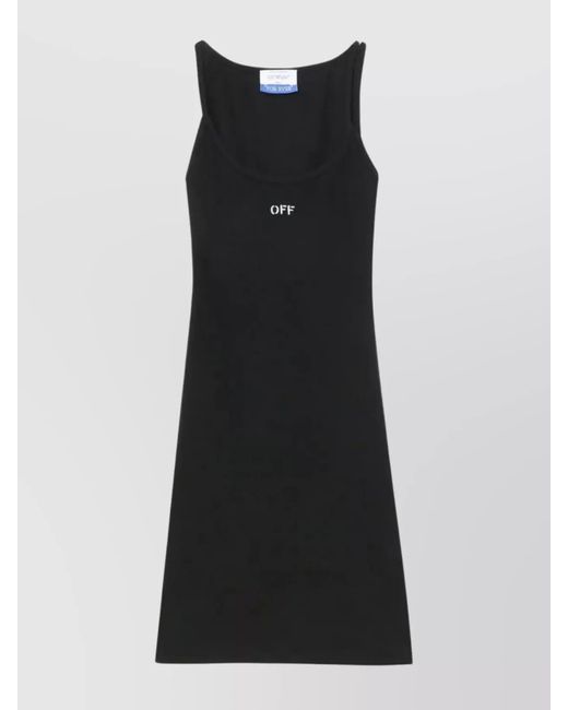 Off-White c/o Virgil Abloh Black Short Ribbed Dress Off Logo