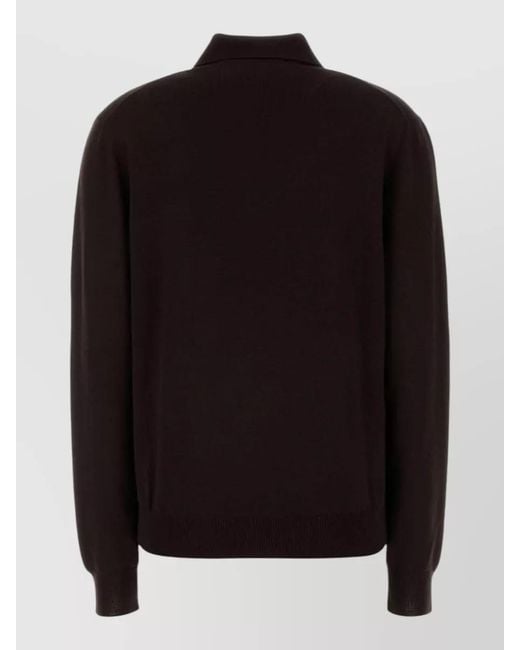 Miu Miu Black Wool Knit Polo Shirt Long Sleeves