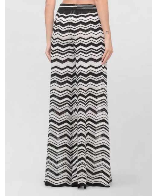D.exterior White Straight Skirt Chevron Pattern Lurex Floor Length