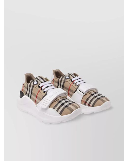 Burberry Metallic Check Cotton Low-Top Sneakers