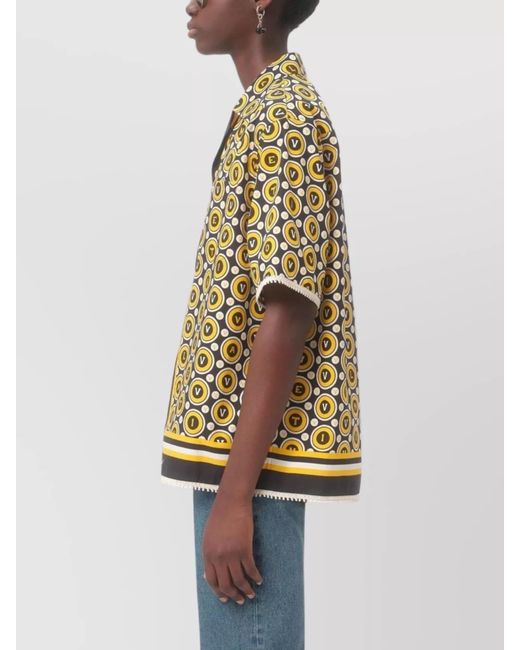 Valentino Garavani Metallic Printed Cotton Short-Sleeve Shirt for men