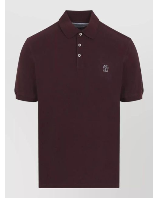 Brunello Cucinelli Red Cotton Piqué Polo Shirt Regular Fit for men