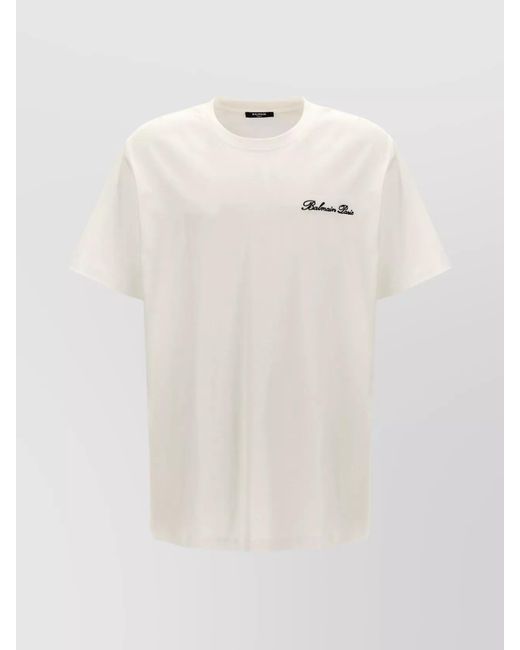 Balmain White Signature Crew Neck T-Shirt for men