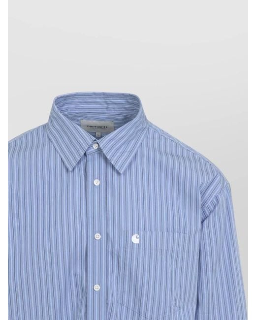 Carhartt Blue Long Sleeve Keene Shirt Cotton Poplin for men