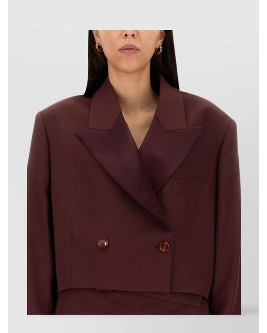 Acne Red Cropped Wool Blend Jacket