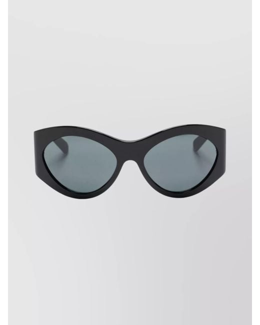 Saint Laurent Gray Acetate Studded Oval Sunglasses