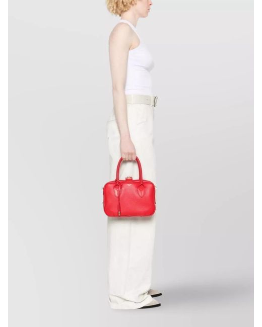 Golden Goose Deluxe Brand Red Vita Leather Top Handle Bag