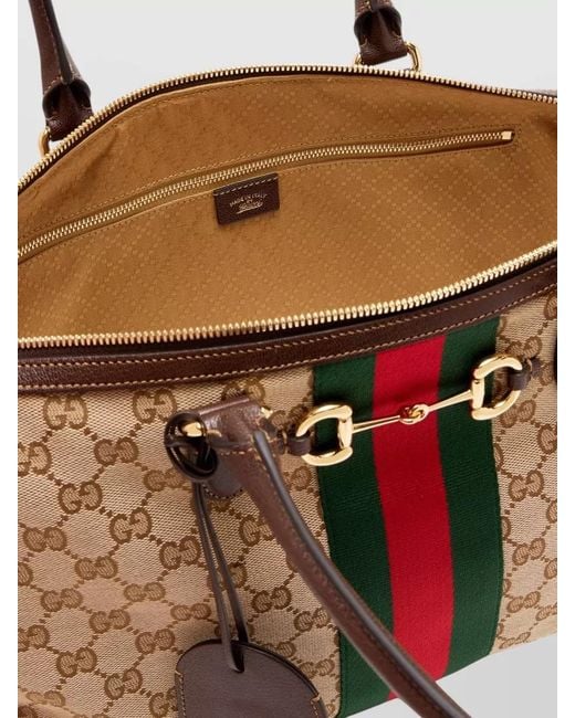 Gucci Natural Horsebit Tote Bag Signature Pattern