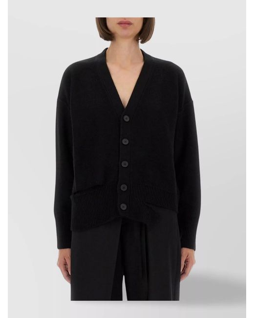 MM6 by Maison Margiela Black Relaxed-Fit Wool Cardigan