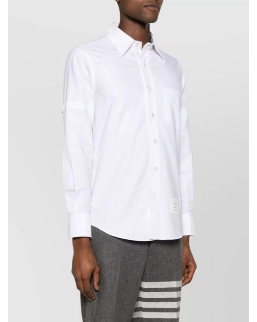 Thom Browne White Cotton Long-Sleeve Button-Down Shirt for men