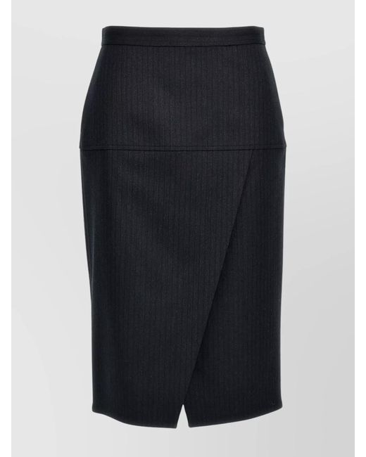 Fendi Blue Pinstriped Wool Pencil Skirt