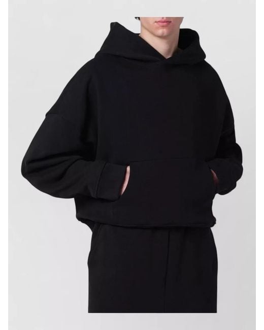 Entire studios Black Hooded Sweater Kangaroo Pocket Ribbed Trims for men
