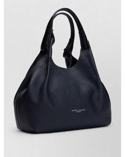 Gianni Chiarini Blue Calfskin Hobo Shoulder Bag Top Handles