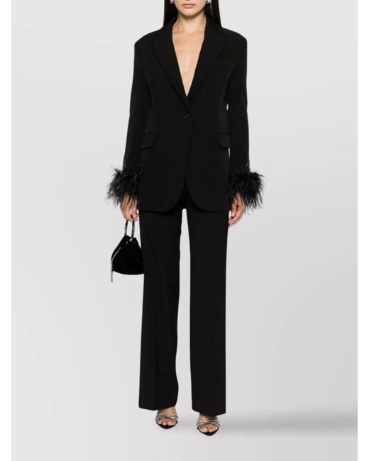 P.A.R.O.S.H. Black Straight Leg Wool Blend Trousers