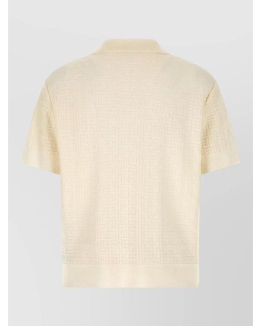 Brioni Natural Asolo Polo Shirt Ribbed Collar Short Sleeves for men