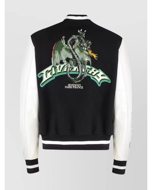 Givenchy Black Wool And Leather Bomber Jacket for men