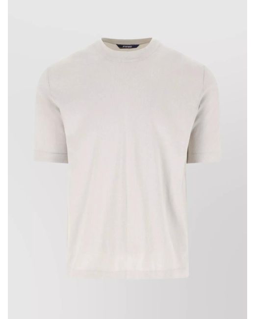 K-Way White Cotton Crewneck T-Shirt for men