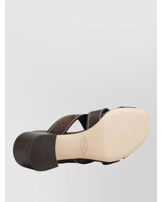 Tod's Gray Leather And Suede Crossover Strap Sandals